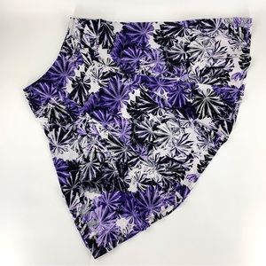 Nina K Purple, Black, and White Floral Full Knee Length Skirt, Small